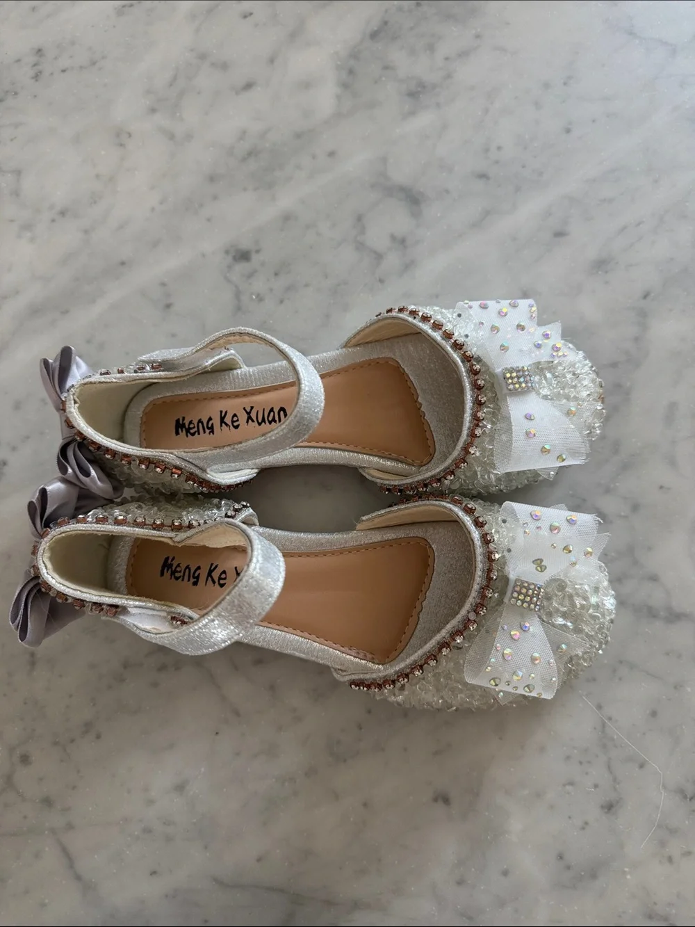 Girls' White Pearl Bow Dress Shoes